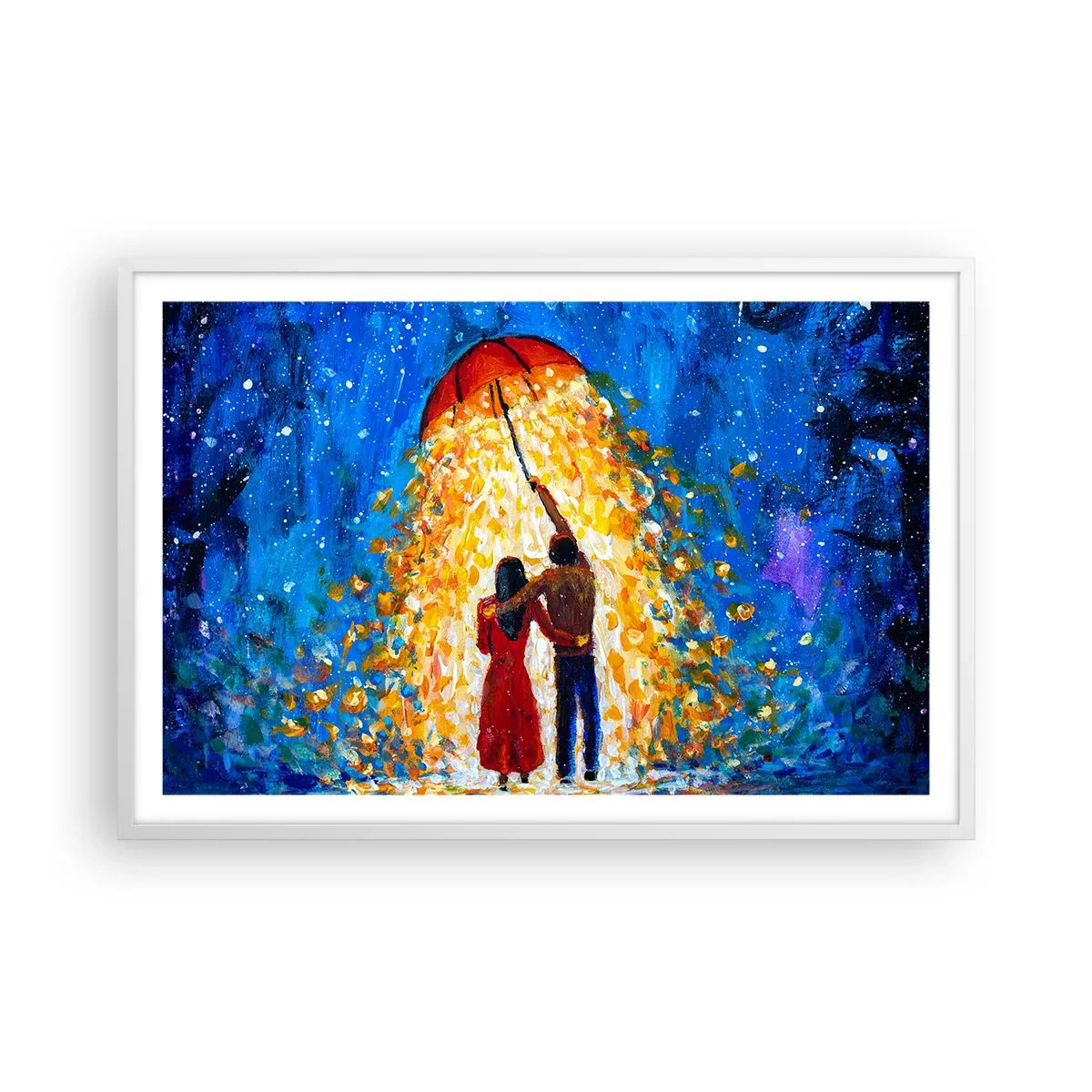 Plagát v bielom ráme - Mágia daždivého večera? - 91x61 cm