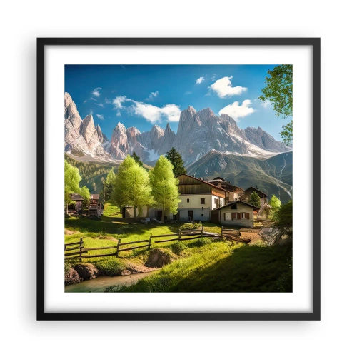 Plagát v čiernom ráme - Alpská idyla - 50x50 cm