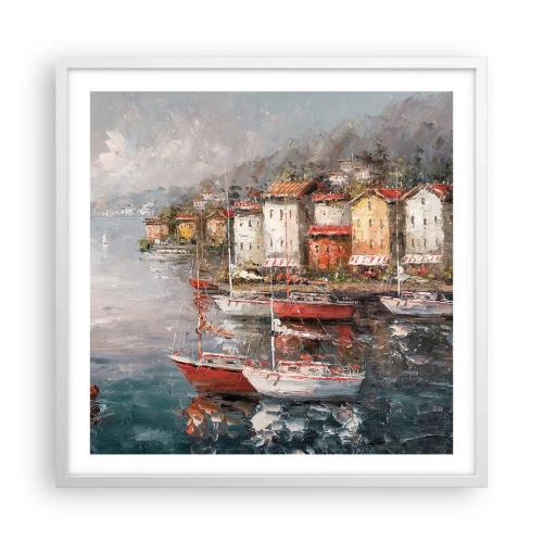 Plagát v bielom ráme - Romantický prístav - 60x60 cm
