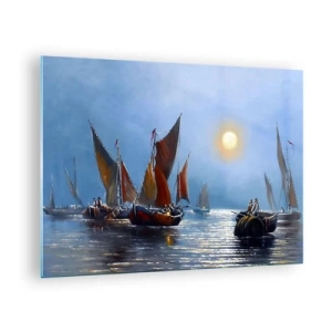 Obraz na skle - Nočný rybolov - 70x50cm - Nočný rybolov - Moderná nástenná dekorácia do obývacej izby a spálne ARTTOR