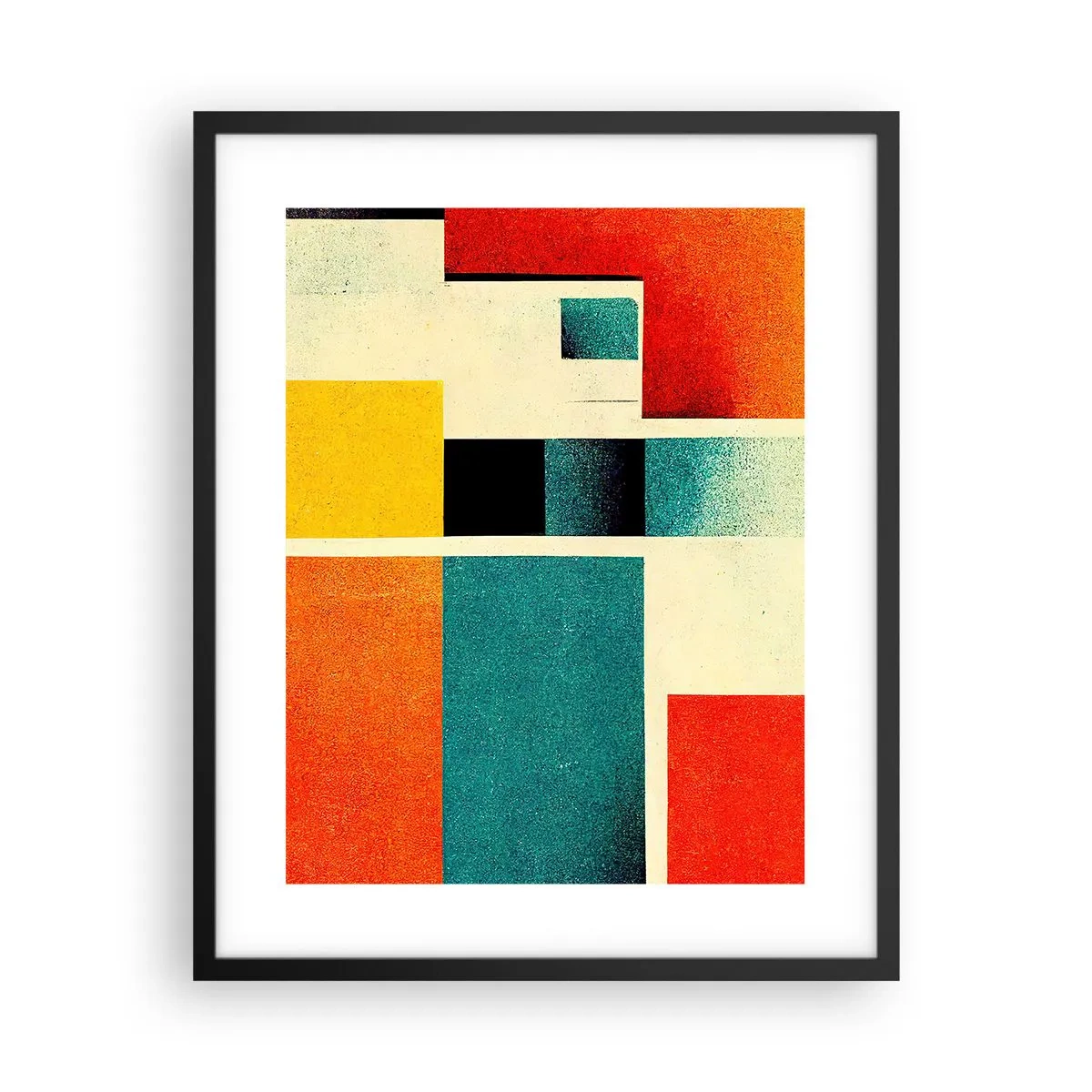 Plagát v čiernom ráme - Geometrická abstrakcia – dobrá energia - 40x50 cm