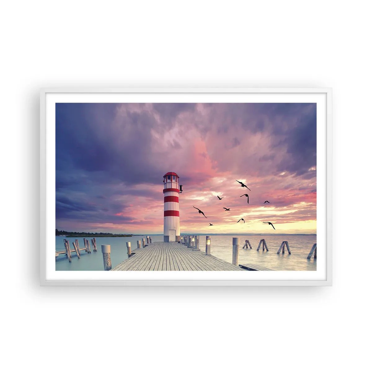 Plagát v bielom ráme - Čas ísť do prístavu - 91x61 cm