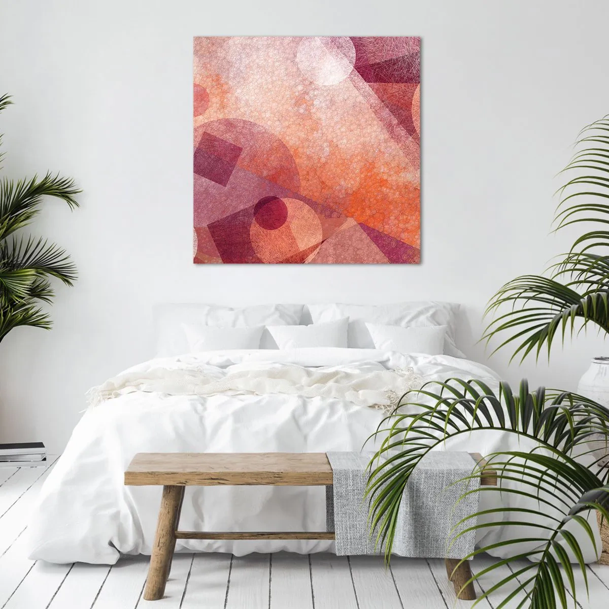 Obraz na plátne - Geometrické premeny na ružové - 60x60 cm