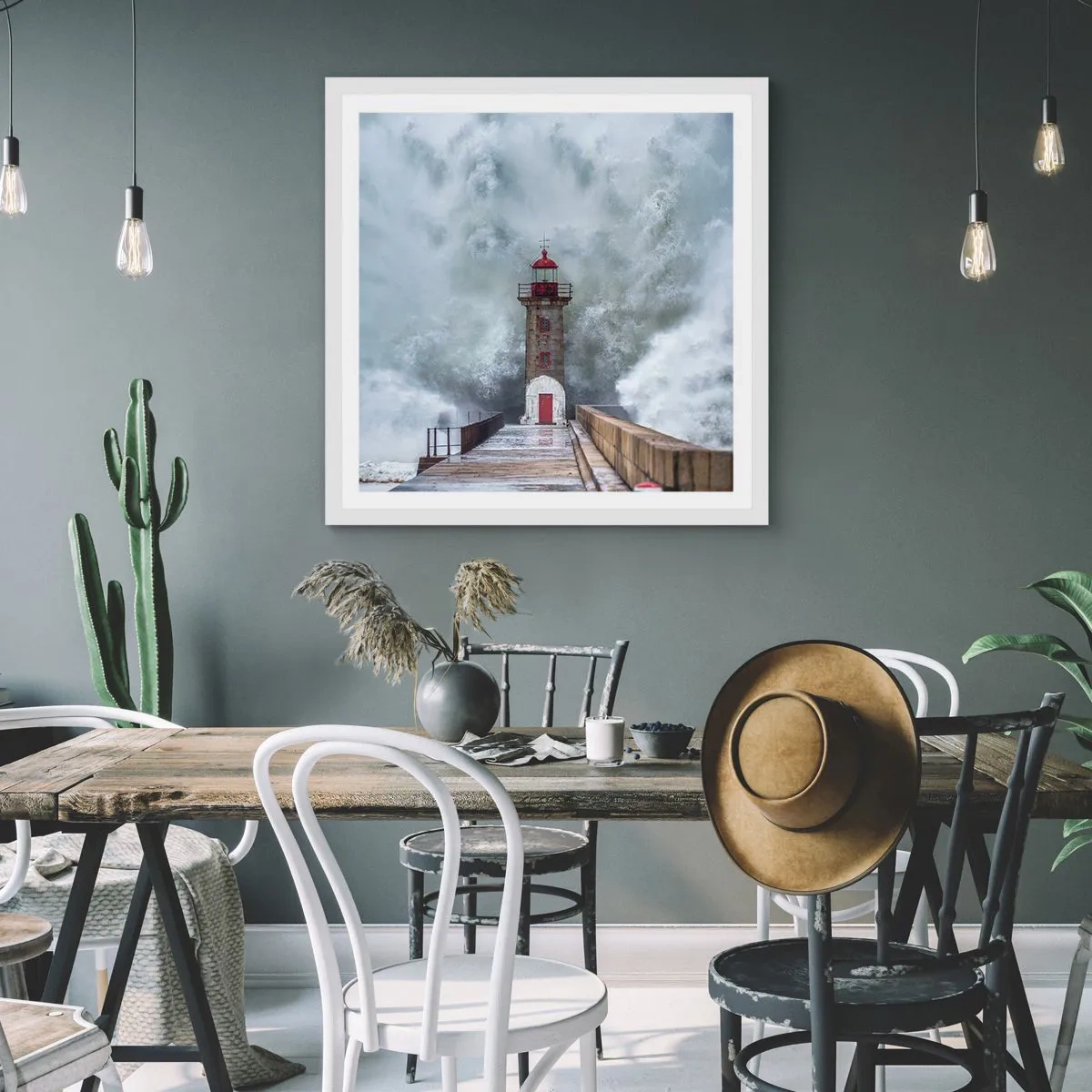 Plagát v bielom ráme - Hukot vody, šum vetra - 40x40 cm