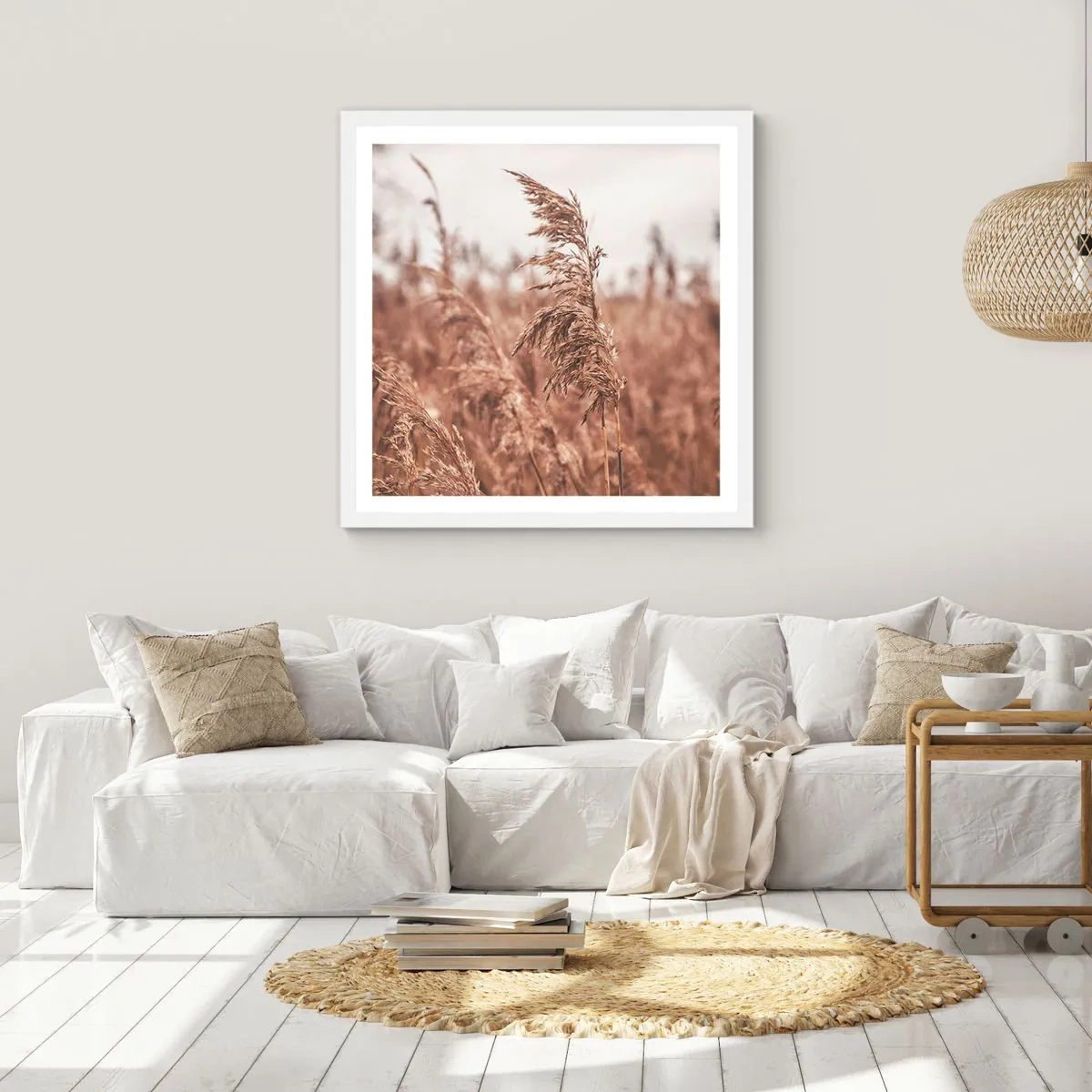 Plagát v bielom ráme - Na poliach už je jeseň - 50x50 cm