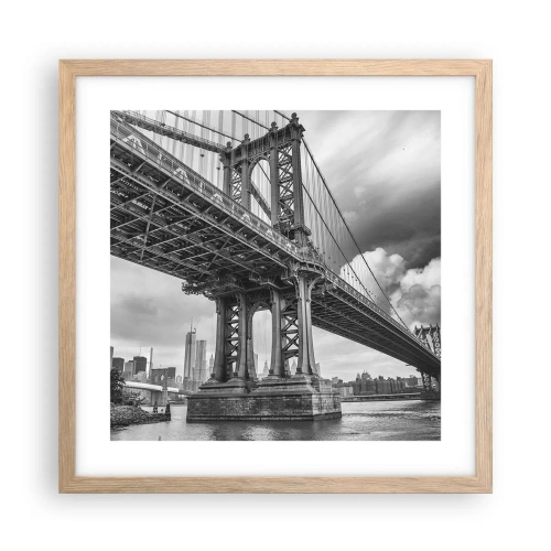 Plagát v ráme zo svetlého duba - Do srdca mesta - 40x40 cm