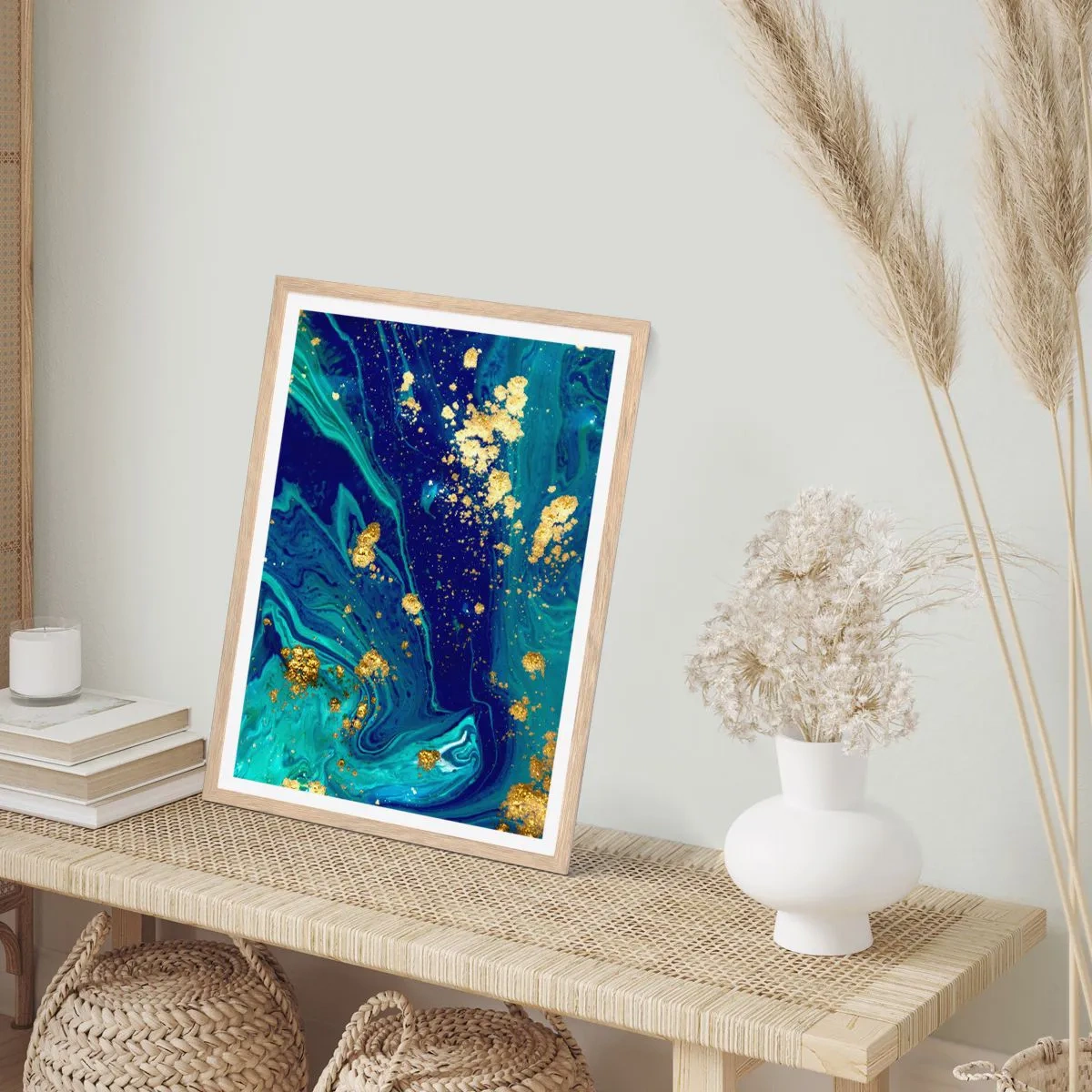 Plagát v ráme zo svetlého duba - Plátky slnka  - 50x70 cm