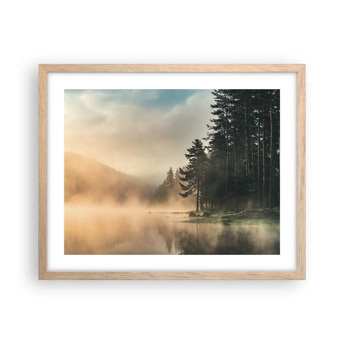 Plagát v ráme zo svetlého duba - Zrodenie dňa - 50x40 cm