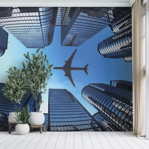 Fototapeta Premium Canvas - Pohľad zo sklenenej rokliny - Architektúra, Lietadlo, Mesto - 200x140 cm