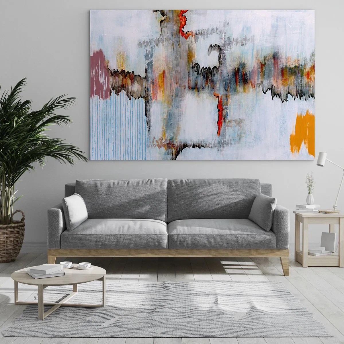 Obraz na skle - Abstraktná kompozícia s energickými farbami - 70x50cm - Paličkou po vode - Moderná nástenná dekorácia do obývacej izby a spálne ARTTOR