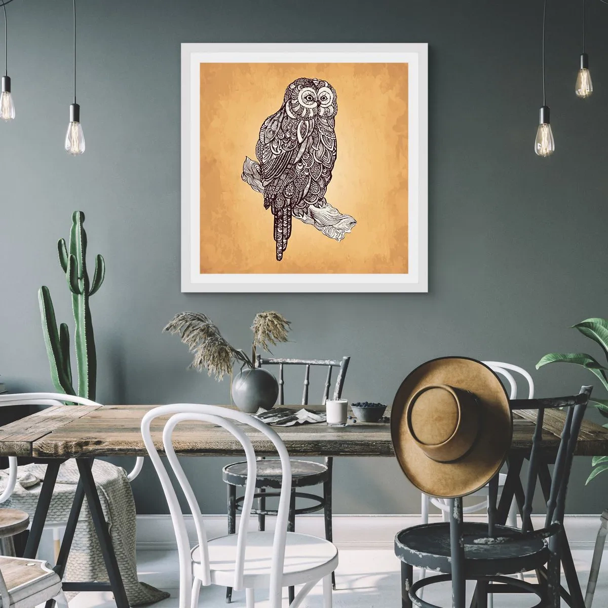 Plagát v bielom ráme - Majstrovské ornamenty múdrosti - 30x30 cm