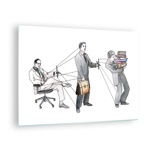 Obraz na skle - Ilustrácia hierarchie kancelárskych prác - 70x50cm - Každý má svojho pána - Moderná nástenná dekorácia do obývacej izby a spálne ARTTOR