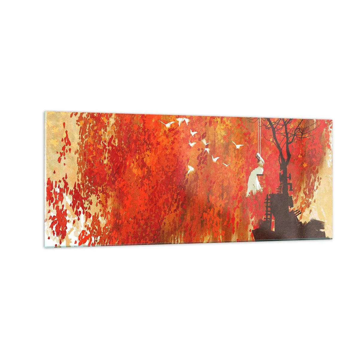 Obraz na skle - Poletí s nimi? - 100x40 cm