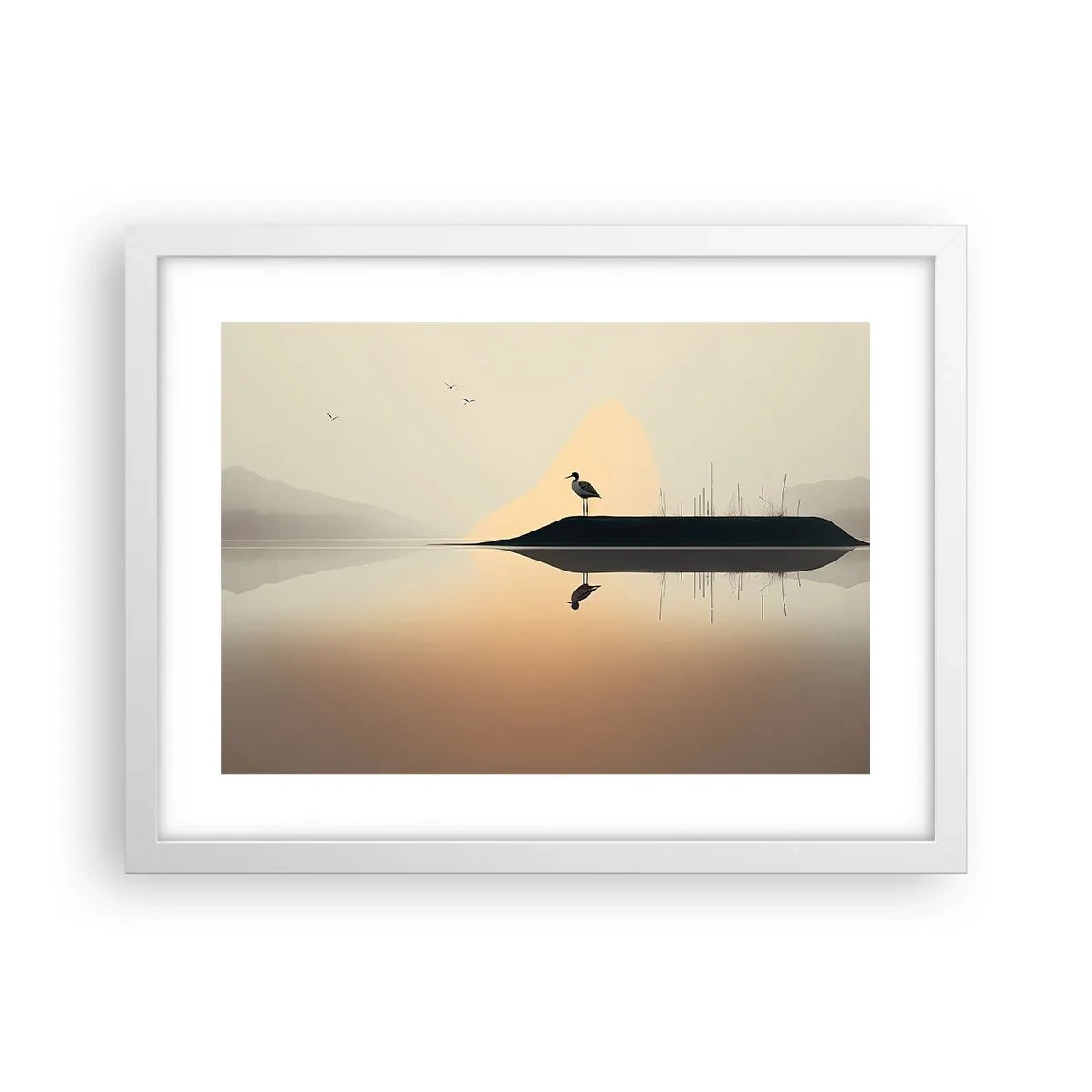 Plagát v bielom ráme - Pán na jazere - 40x30 cm