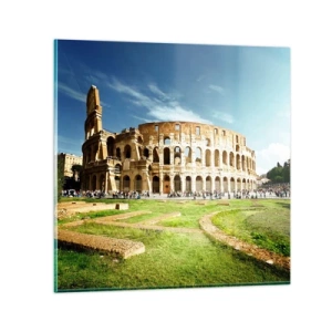 Obraz na skle - Ešte je počuť hrkanie zbraní - 40x40 cm