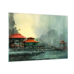 Obraz na skle - Slnečný deň v prístave - 100x70 cm