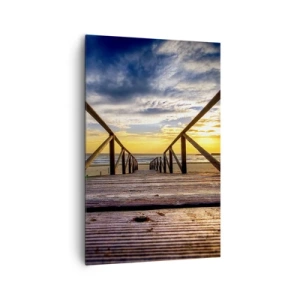 Obraz na plátne - Priamo na tichú pláž pri západe slnka - 80x120 cm