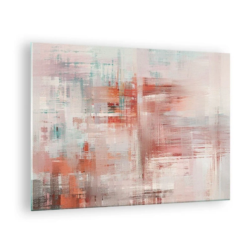 Obraz na skle - Abstraktná kompozícia v odtieňoch červenej a béžovej. - 70x50cm - Zahmlené. Ale ružové - Moderná nástenná dekorácia do obývacej izby a spálne ARTTOR