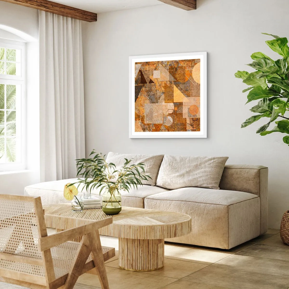 Plagát v bielom ráme - Kubistické bronzové štúdium - 40x40 cm