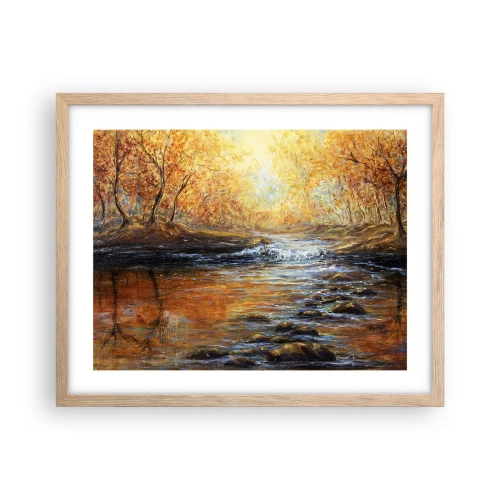 Plagát v ráme zo svetlého duba - Zlatý potok - 50x40 cm