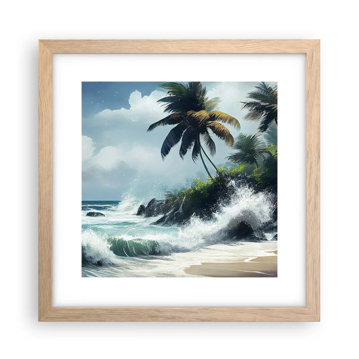Plagát v ráme zo svetlého duba - Na tropickom pobreží - 30x30 cm
