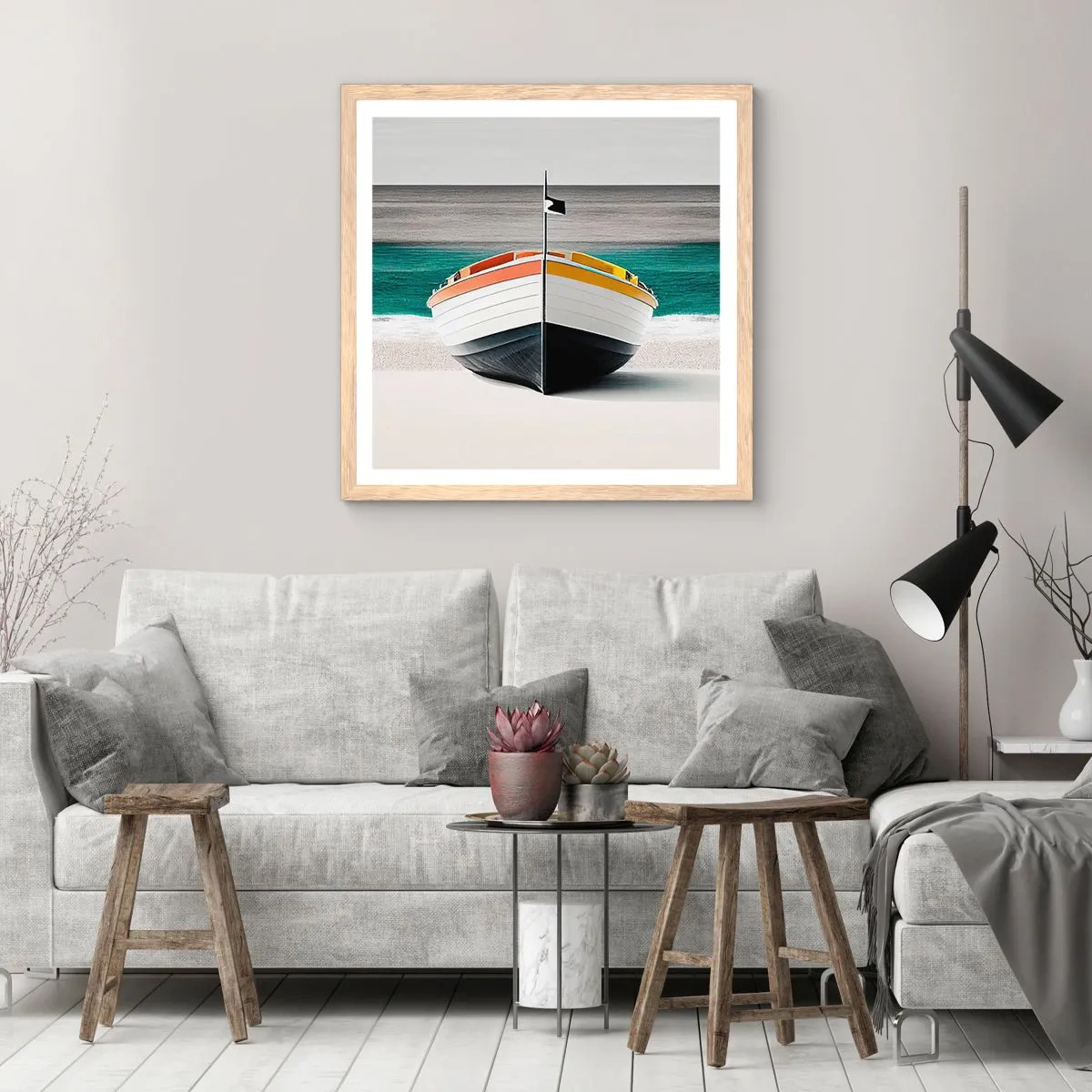 Plagát v ráme zo svetlého duba - Na správnom mieste - 50x50 cm