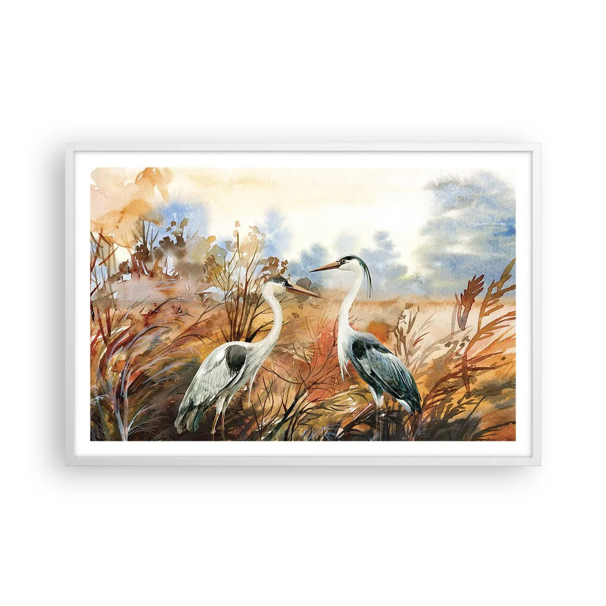 Plagát v bielom ráme - Kam na jeseň? - 91x61 cm