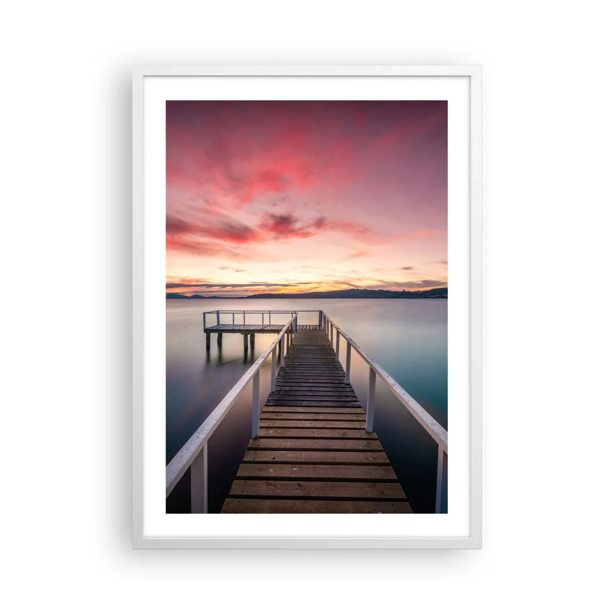 Plagát v bielom ráme - Jemný plameň večera - 50x70 cm