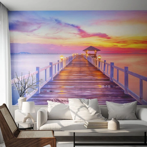 Fototapeta Premium Canvas - Ľaliovo-zlaté ticho večera - Krajina, More, Bay - 250x175 cm