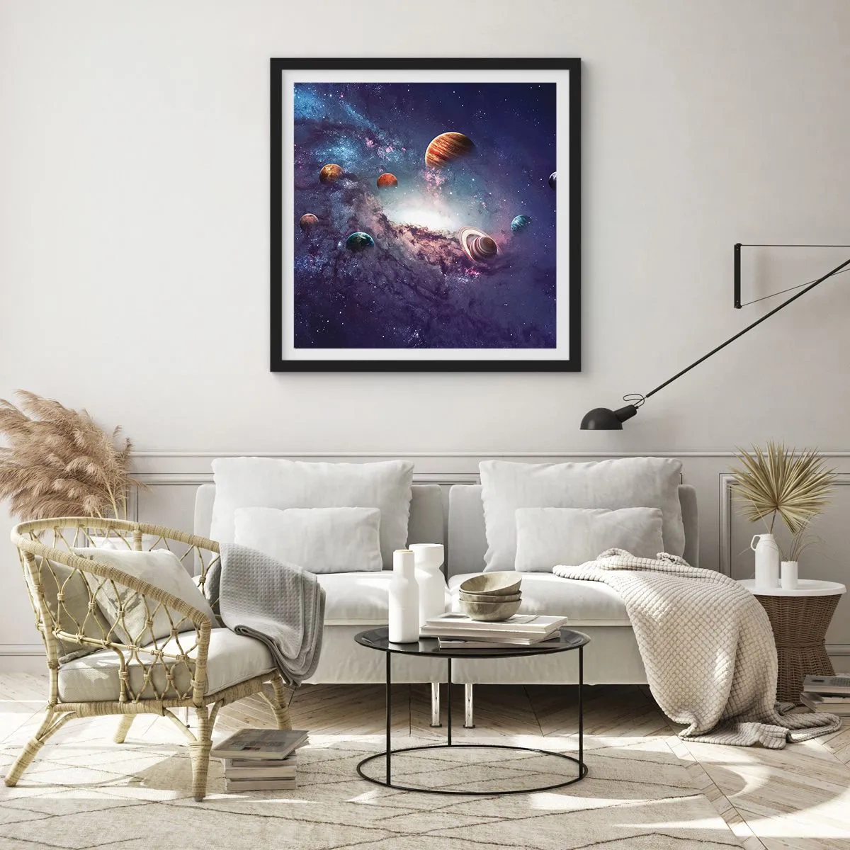 Plagát v čiernom ráme - Slnko a tanec - 60x60 cm