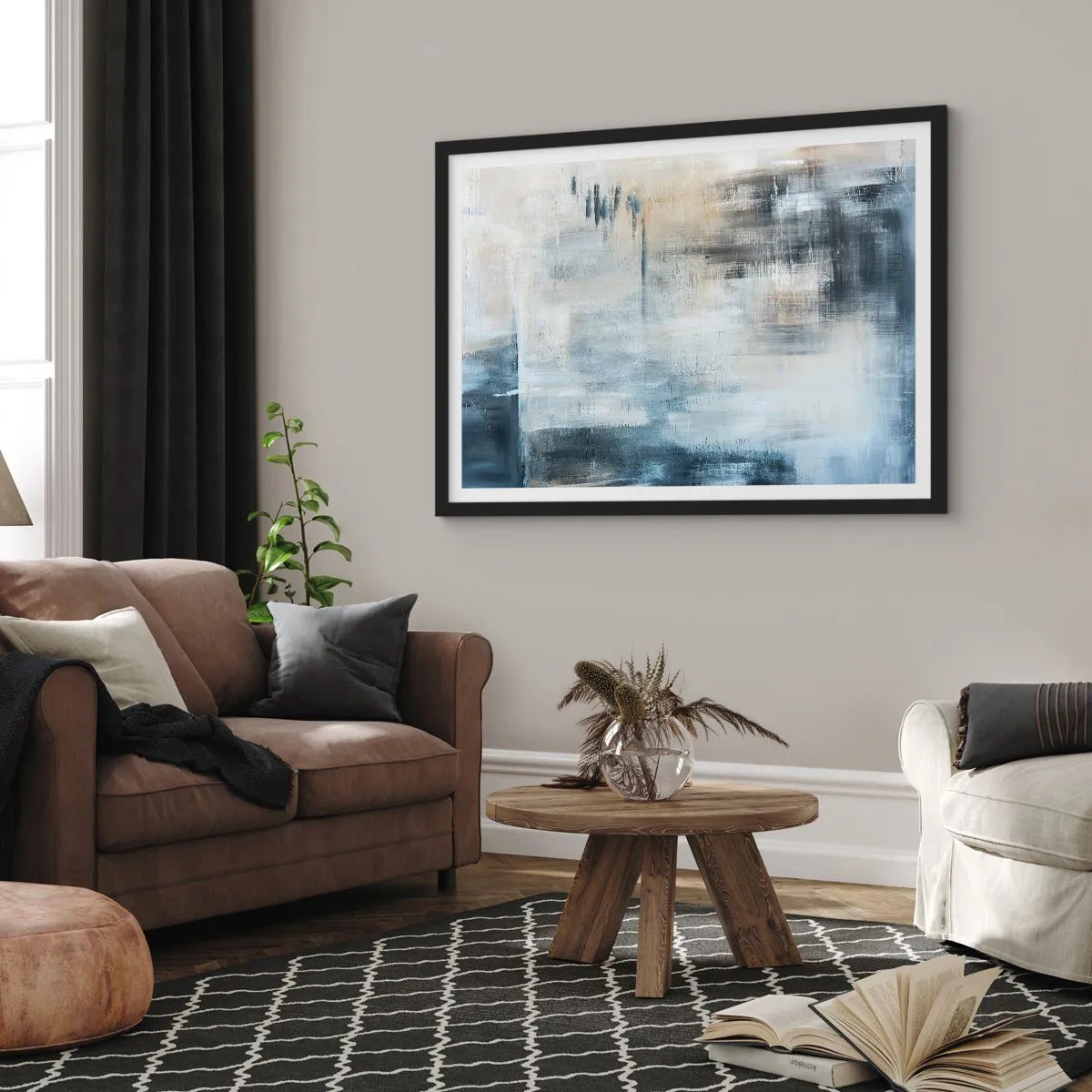 Plagát v čiernom ráme - Za závojom modrej - 70x50 cm
