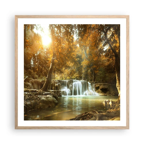 Plagát v ráme zo svetlého duba - Parkový vodopád - 60x60 cm