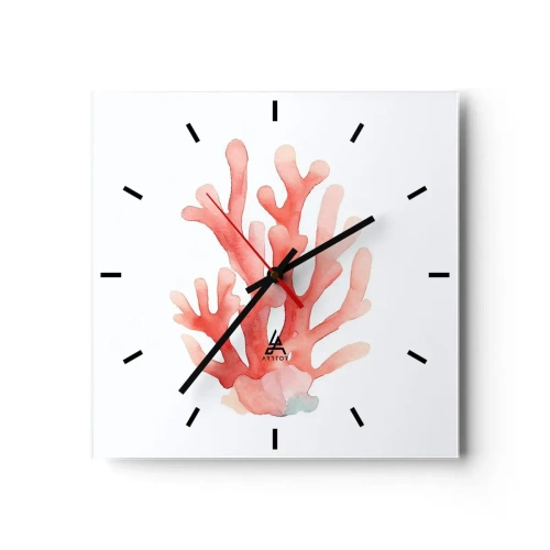 Nástenné hodiny - Koralový koral - 40x40 cm