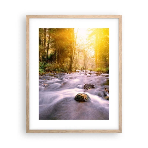 Plagát v ráme zo svetlého duba - Malachit v strieborno-zlatej podobe - 40x50 cm