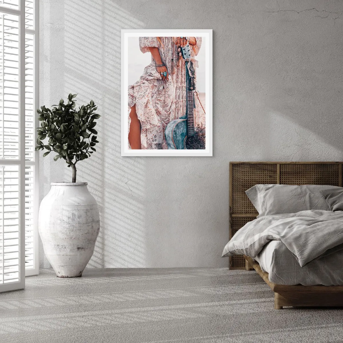 Plagát v bielom ráme - Kvetinové deti na ceste - 50x70 cm