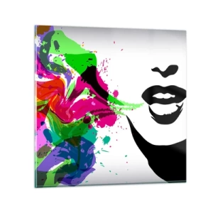 Obraz na skle - Rozprávanie vo farbách dúhy - 60x60 cm