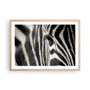 Plagát v ráme zo svetlého duba - Portrét s pruhmi - 70x50 cm