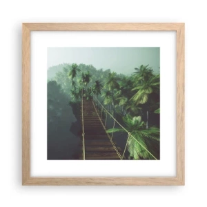 Plagát v ráme zo svetlého duba - Pri vodopáde zelene - 30x30 cm