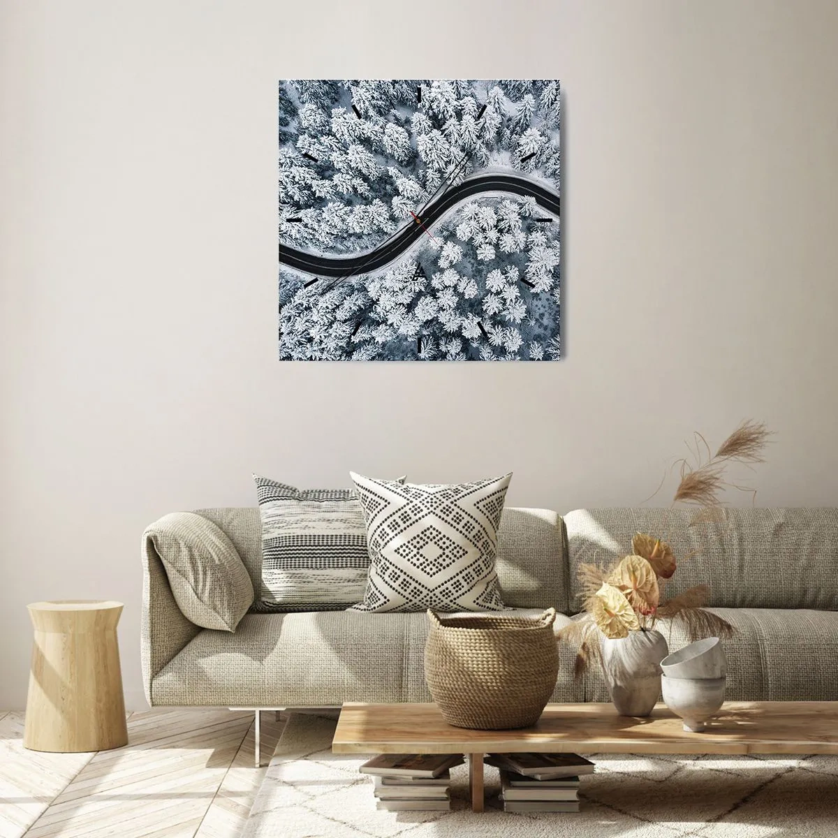 Nástenné hodiny - Zimným lesom - 30x30 cm