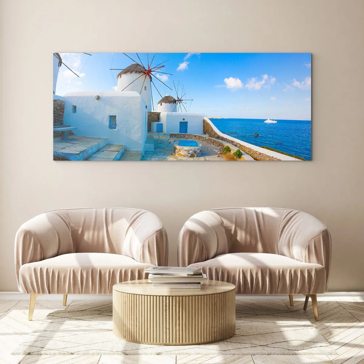Obraz na skle - Modrý vietor od mora - 100x40 cm