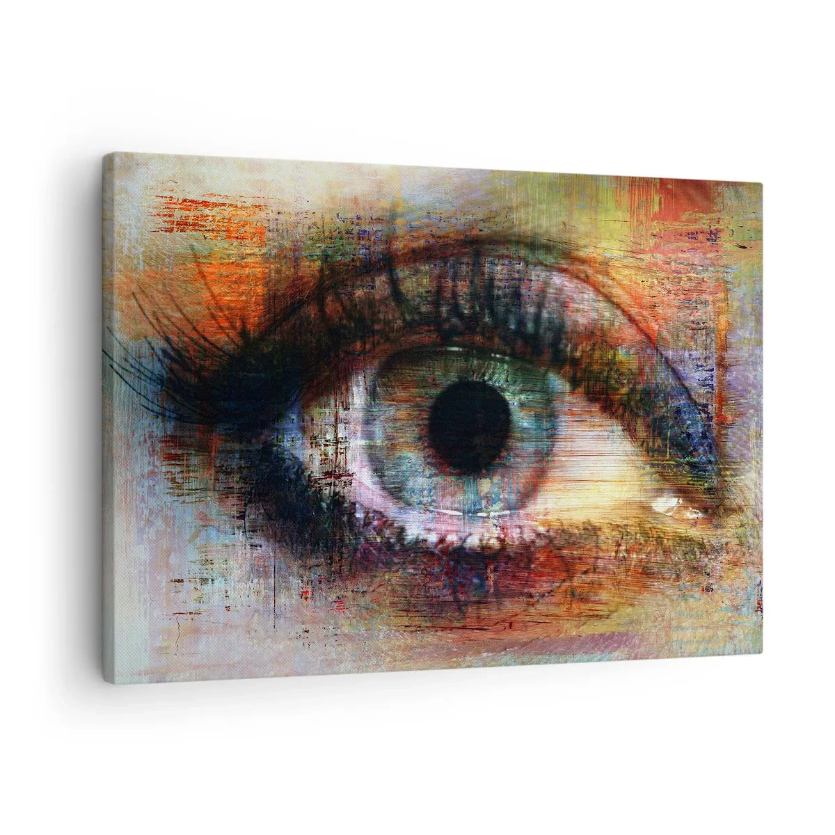 Obraz na plátne - Umelecké oko vo viacfarebnej abstrakcii - 70x50cm - Možno sa pozrieť do duše - Moderná nástenná dekorácia do obývacej izby a spálne ARTTOR