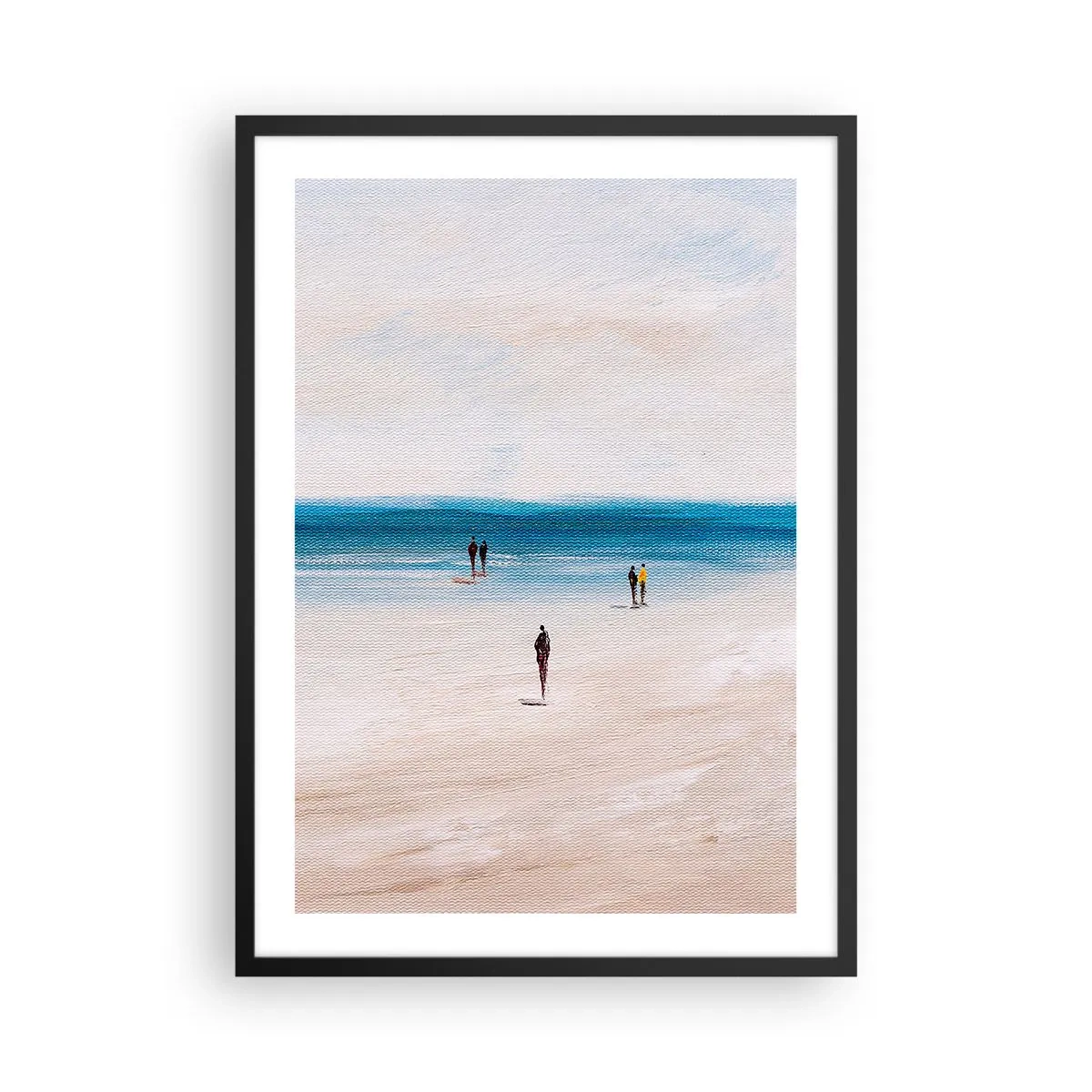 Plagát v čiernom ráme - Minimalistická plážová scéna - 50x70cm - Prirodzená potreba - Moderná nástenná dekorácia do obývacej izby a spálne ARTTOR