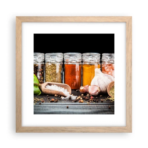 Plagát v ráme zo svetlého duba - Aby mal život chuť - 30x30 cm