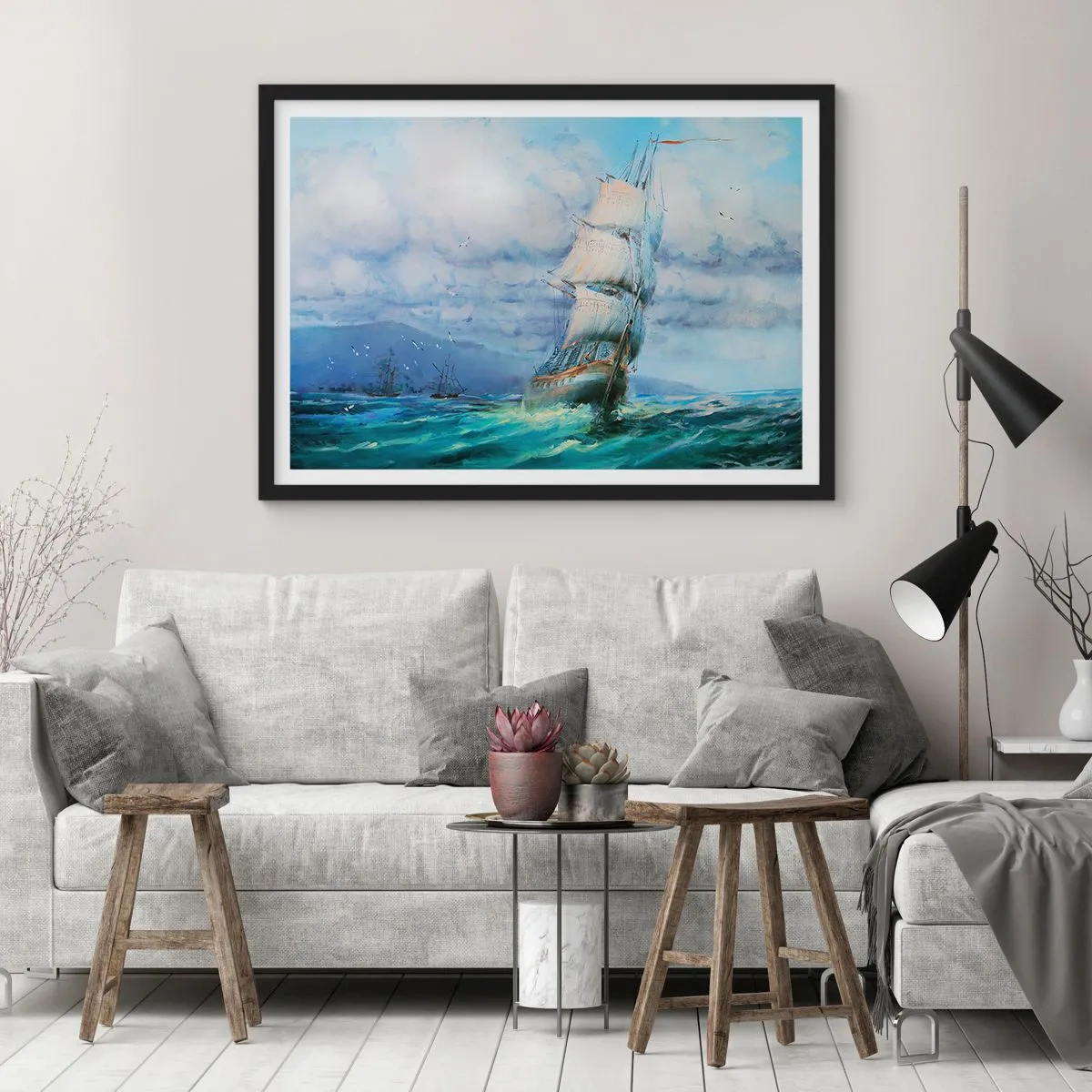 Plagát v čiernom ráme - Šťastnú cestu - 70x50 cm