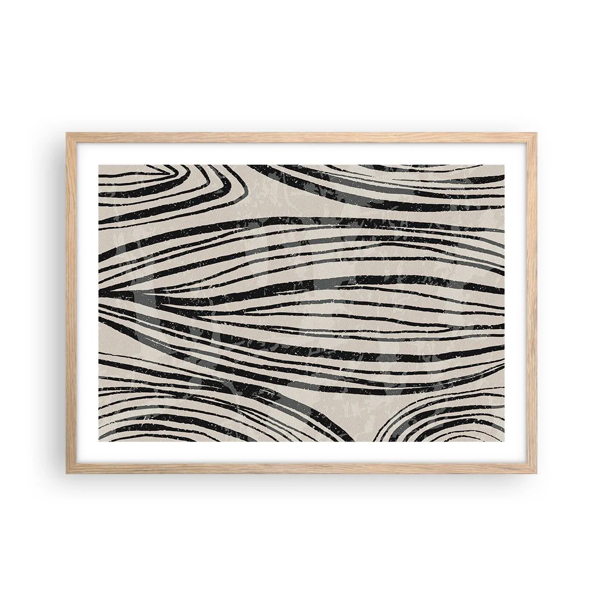 Plagát v ráme zo svetlého duba - Močiar s líniami - 70x50 cm
