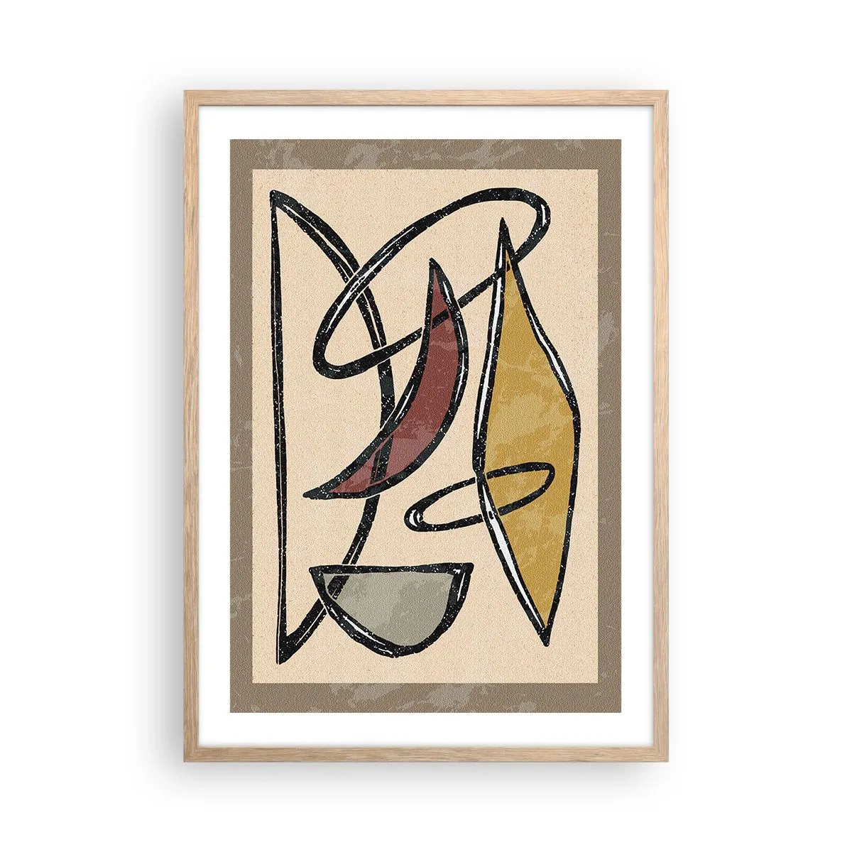 Plagát v ráme zo svetlého duba - Kompozícia – oblúky a ovály - 50x70 cm