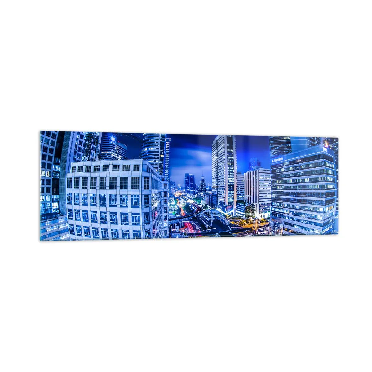Obraz na skle - Rytmy nočného mesta - 160x50 cm
