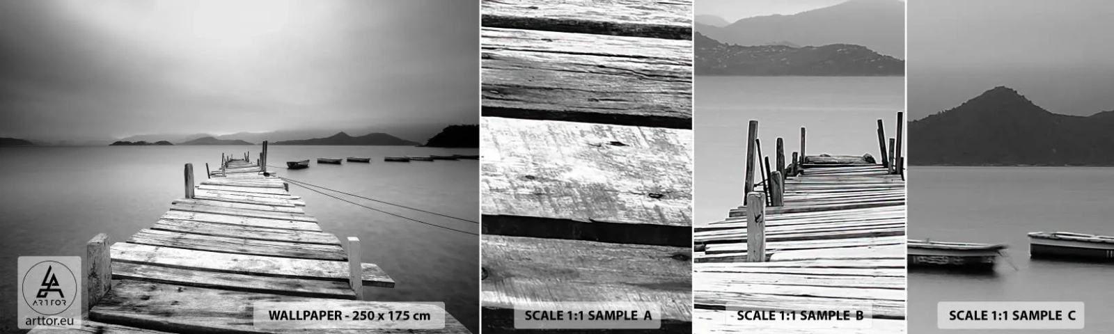 Vzorka Fototapeta Standard Eco - Za horami, za morom  - Krajina, Drevený most, Łódź - 100x30 cm