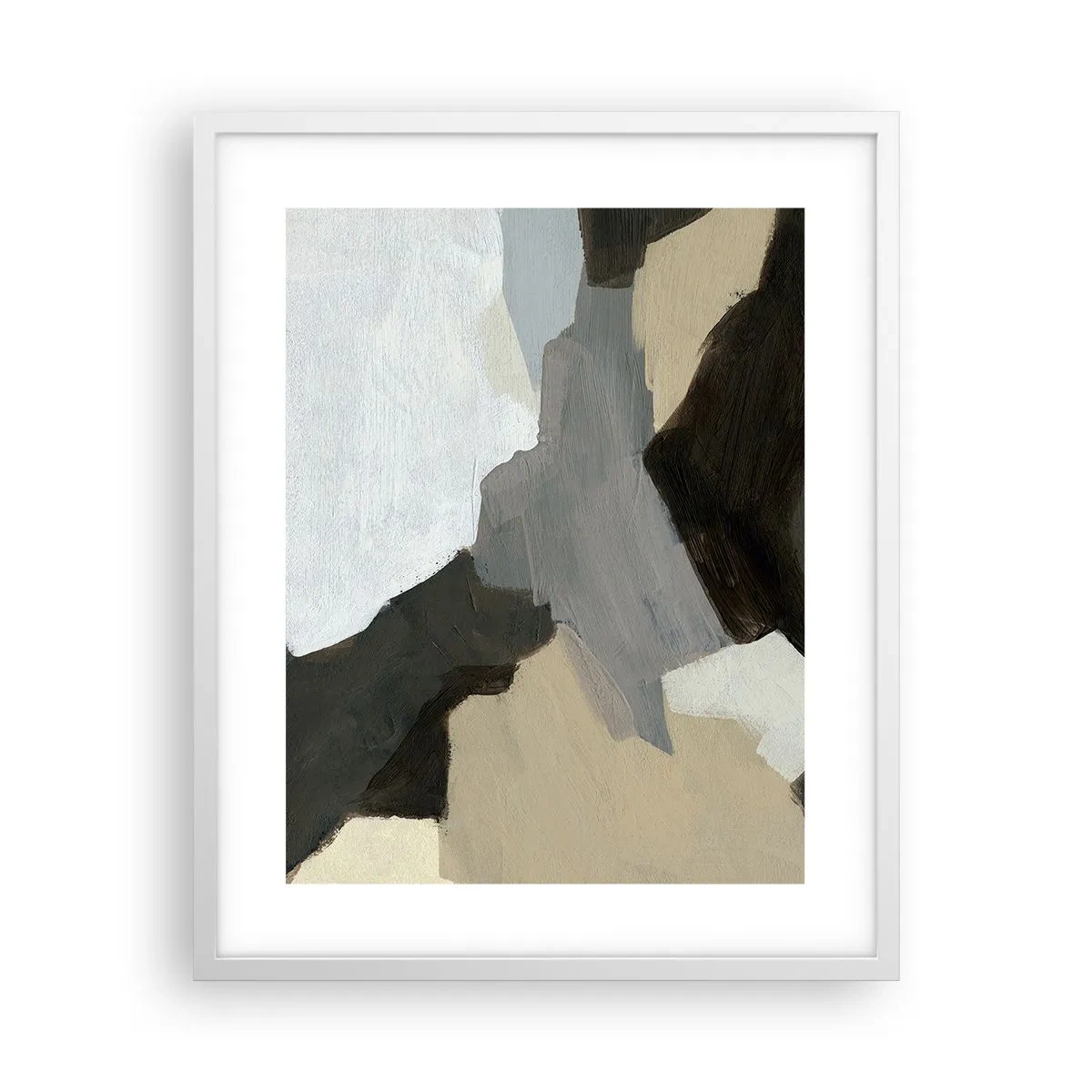 Plagát v bielom ráme - Abstrakcia: križovatka šedej - 40x50 cm