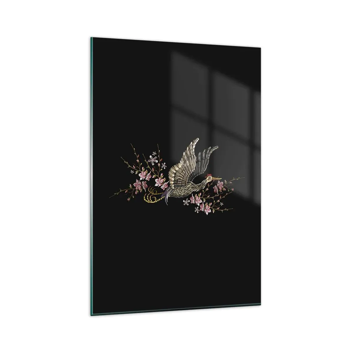 Obraz na skle - Exotický vyšívaný vták - 80x120 cm